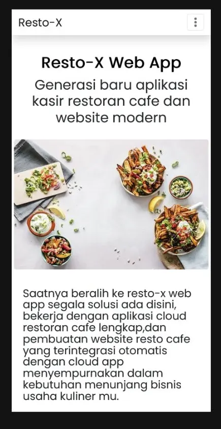 MODERN WEBSITE Aplikasirestoran Terbaru RESTO-X Web App