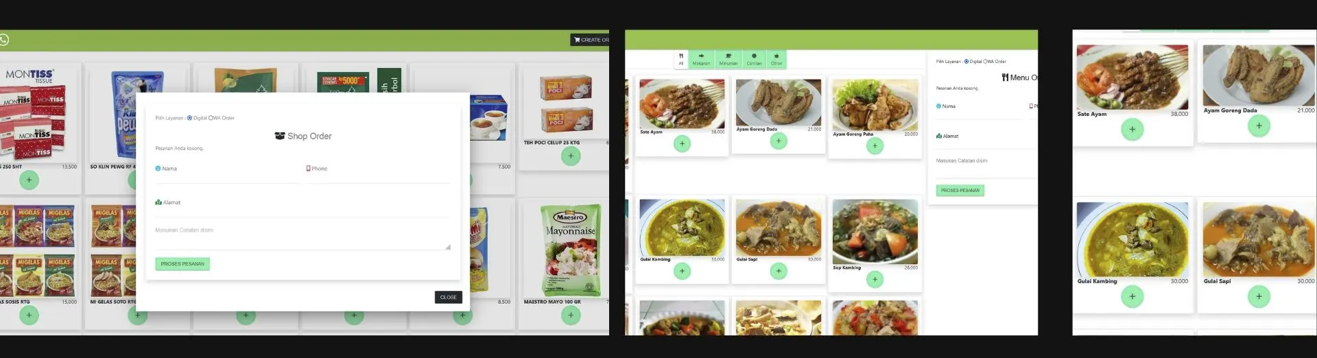 WHATSAPP ONLINE ORDER Aplikasirestoran Terbaru RESTO-X Web App