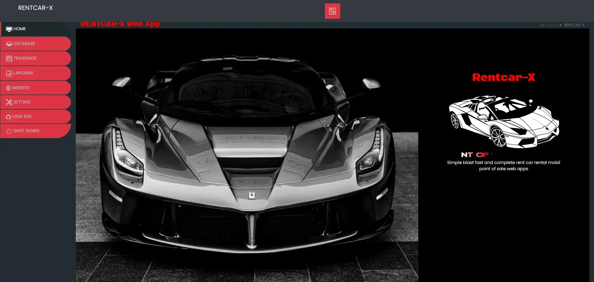 Rent Car -X Web app solusi terbaik untuk pembukuan dan transaksi sewa mobil lengkap dengan website rental sewa mobil terintegrasi penuh.