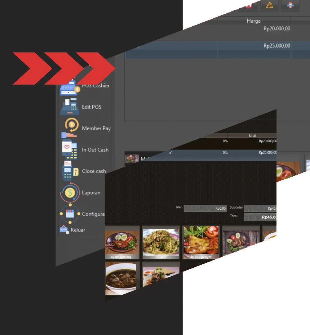 Lengkapi kebutuhan kuliner restoran cafe rumah makan dengan mesin kasir modern terbaru set lengkap dengan aplikasi program software restoran siap pakai.